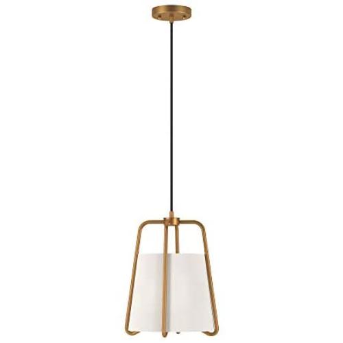Henn&Hart PD0072 Modern 1-Light Contemporary Style Brass with White Fabric Shade for, Kitchen, Dining, Living Room Pendant, One Size