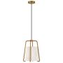 Henn&Hart PD0072 Modern 1-Light Contemporary Style Brass with White Fabric Shade for, Kitchen, Dining, Living Room Pendant, One Size