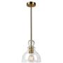 Brass Ceiling Light, HLFVLITE Mini Pendant Light Fixtures Adjustable Hanging Ceiling Lamp for Kitchen Island Dining Room Farmhouse, 7'' Wide Clear Seeded Glass Shade, Antique Brass Finish