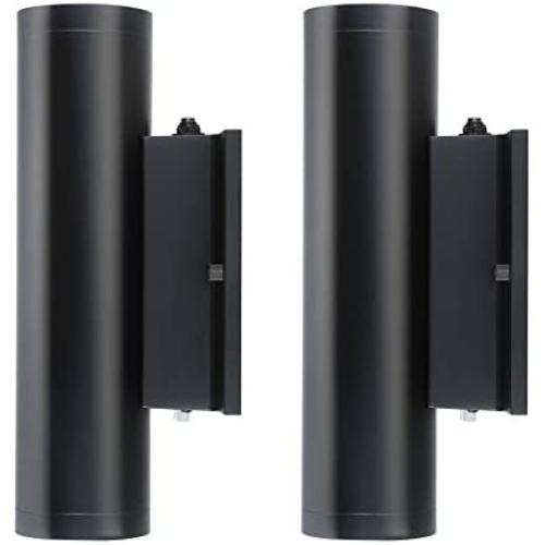 Cloudy Bay 3 Color LED Outdoor Up and Down Porch Light with Photocell,120V 20W 3000K/4000K/5000K Selectable, Dusk to Dawn Photocell, Black Finish, Pack of 2