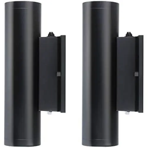 Cloudy Bay 3 Color LED Outdoor Up and Down Porch Light with Photocell,120V 20W 3000K/4000K/5000K Selectable, Dusk to Dawn Photocell, Black Finish, Pack of 2