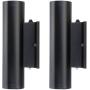 Cloudy Bay 3 Color LED Outdoor Up and Down Porch Light with Photocell,120V 20W 3000K/4000K/5000K Selectable, Dusk to Dawn Photocell, Black Finish, Pack of 2