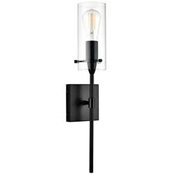 Effimero Black Wall Sconce Lighting - Bathroom Light Fixture - Modern Indoor Bedroom Wall Lights with Clear Glass Shades