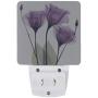 ZOEO Lavender Night Light 2 Pack, Purple Hope Flowers Plug-in LED Night Lamp with Light Sensor Bathroom Toilet Bedroom Kitchen Wall Decorative Daylight White for Kids Childrens