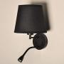 Modern Bedside Up Down Mount Wall Sconce Lighting with Black Linen Fabric Lamp Shade, Classic Reading Sources Gooseneck Nightstand Double Switch 2 Light Fixture for Bedroom Living Room Hotel Office