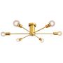 ALISADABOY Ceiling Lamp 6 Lights Semi Flush Ceiling Light Vintage Brushed Brass Industrial Sputnik Chandelier for Kitchen Dining Room Living Room Bedroom Lighting Fixture