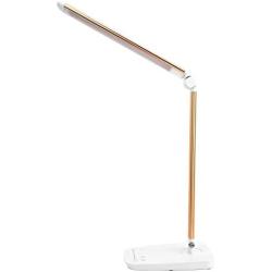 Dimmable LED Desk Lamp with USB Charging Port, Lichamp Touch Control Foldable Gooseneck Free Rotation Adjustable Eye Care Table Lamp, Bedside Reading Light with UL AC Adapter (Gold)