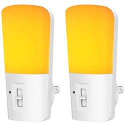 LOHAS Amber Night Light, Dimmable Plug in LED, Yellow Night Light with Dusk to Dawn Sensor, Kids Night Lights for Bedroom, 5-80LM Sleep Aid No Blue Light for Nursery, Hallway, Kitchen, Stairway, 2Pack