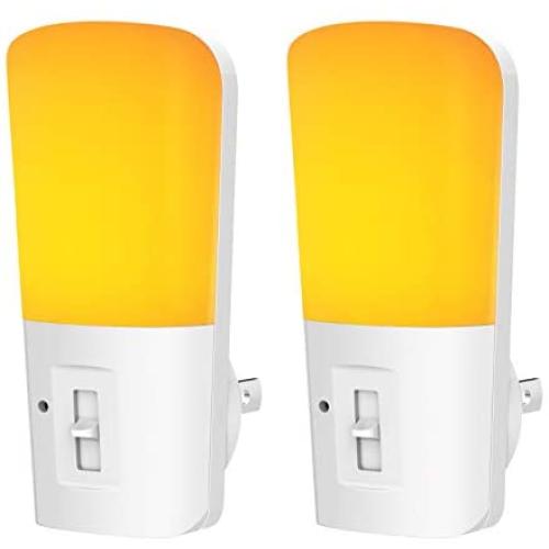 LOHAS Amber Night Light, Dimmable Plug in LED, Yellow Night Light with Dusk to Dawn Sensor, Kids Night Lights for Bedroom, 5-80LM Sleep Aid No Blue Light for Nursery, Hallway, Kitchen, Stairway, 2Pack