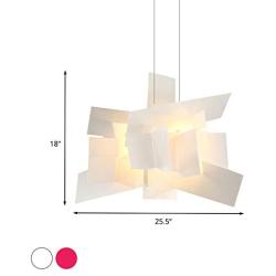 RUNNUP Modern Acrylic Pieces Stacked Irregular Pendant Light Fixture Creative LED Hanging Ceiling Lamp for Living Room Office Hotel Hallway Foyer Entry Way Romantic Deco,White