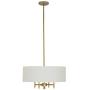 Amazon Brand – Stone & Beam Classic Ceiling Pendant Chandelier Fixture With White Drum Shade- 20 x 20 x 42 Inches, Antique Brass