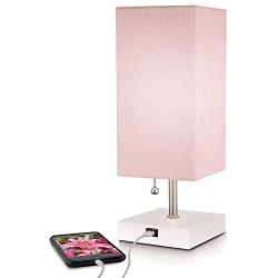 Modern Pink Small Table Lamp w USB Quick Charging Port, Great for Bedside, Desk, Bedroom, and Nightstand Lamps or Other LED Table Lights, Buy 2 or More for 5% Checkout Discount…