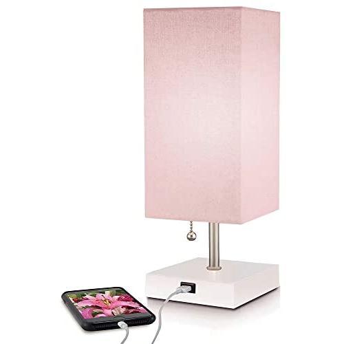 Modern Pink Small Table Lamp w USB Quick Charging Port, Great for Bedside, Desk, Bedroom, and Nightstand Lamps or Other LED Table Lights, Buy 2 or More for 5% Checkout Discount…