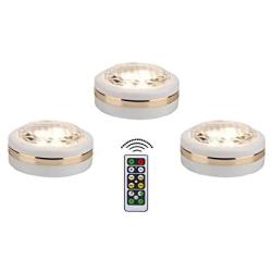 Wireless LED Puck Lights with Remote Control 3 Pack, LED Under Cabinet Lighting, Closet Light, Puck Lights Battery Operated, Under Counter Lighting, Push Lights, Stick On Lights