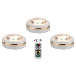 Wireless LED Puck Lights with Remote Control 3 Pack, LED Under Cabinet Lighting, Closet Light, Puck Lights Battery Operated, Under Counter Lighting, Push Lights, Stick On Lights