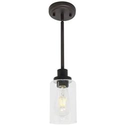 MELUCEE 1-Light Glass Pendant Light Industrial Edison Style Oil Rubbed Bronze Finish, Kitchen Island Lighting Hanging Lamp for Dining Room Sink Bedroom