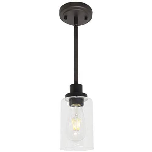 MELUCEE 1-Light Glass Pendant Light Industrial Edison Style Oil Rubbed Bronze Finish, Kitchen Island Lighting Hanging Lamp for Dining Room Sink Bedroom
