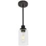 MELUCEE 1-Light Glass Pendant Light Industrial Edison Style Oil Rubbed Bronze Finish, Kitchen Island Lighting Hanging Lamp for Dining Room Sink Bedroom