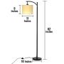 Floor Lamp for Living Room, KINGSO Standing Lamp with Hanging Lamp Shade Arc Floor Lamp Equipped with Foot Switch, Classic Reading Floor Lamps for Bedroom Office Study Room Black