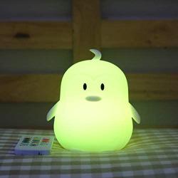 Silicone LED Night Lights for Bedrooms Cute Animal Night Light for kids with Remote and Touch Sensor Portable Warm White Light & Color Changing RGB Lamps for Baby Girl Baby boy Gifts (Naughty Penguin)