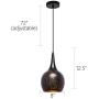 MOTINI Mini Pendant Light 1 Light Adjustable Hanging Height Light Fixture with Carving Shade Metal Modern Pendant Light for Kitchen Island Dining Room Bedroom, Living Room, Black