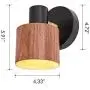 TeHenoo Plug in Wall Lamp Wooden Wall Sconce, Black Wall Light with Cord Rotatable Wall Light Fixture for Bedroom Living Room Bedside Lamp