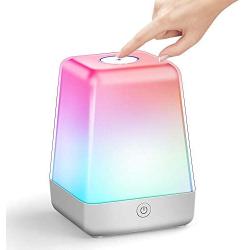 ZEEFO Touch LED Night Light, Dimmable Color Changing Bedside Table Lamps for Kids, Portable Rechargeable Nursery Lamp with Hook, 72 Hours Run-time / Baby Night Light Ideal for Bedroom, Camping