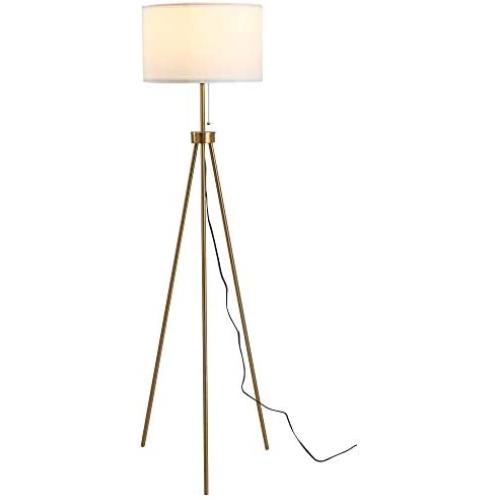 HOMCOM 59.75'' Floor Lamp Standing Lamp Fabric Lampshade E26 Lamp Holder Steel Tripod Living Room, Gold