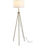 HOMCOM 59.75'' Floor Lamp Standing Lamp Fabric Lampshade E26 Lamp Holder Steel Tripod Living Room, Gold