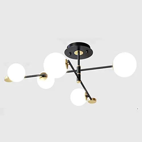 Sputnik Chandeliers 5 and 8-Lights Mid Century Endant Lighting Black Modern Chandelier Ceiling Light Fixture for Living Room Dining Bedroom Kitchen-Black and Gold 5 Lights