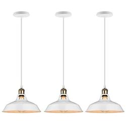 B2ocled Pendant Lighting Retro Pendant Light Industrial Vintage Style 1 Light E26/E27 Based Lamp Shade for The Kitchen, Bedroom, Dining Room, Living Room, Porch (White, 10.63 inch)