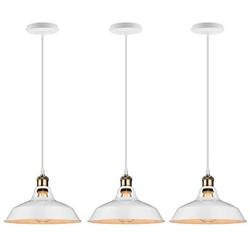 B2ocled Pendant Lighting Retro Pendant Light Industrial Vintage Style 1 Light E26/E27 Based Lamp Shade for The Kitchen, Bedroom, Dining Room, Living Room, Porch (White, 10.63 inch)