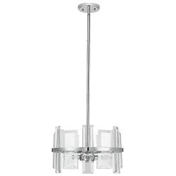 Catalina Lighting 20936-000 Modern Adjustable 3 Clear Glass Panel Pendant Chandelier Light for Dining Room, 16'', Chrome