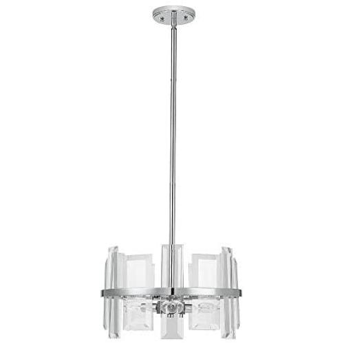 Catalina Lighting 20936-000 Modern Adjustable 3 Clear Glass Panel Pendant Chandelier Light for Dining Room, 16'', Chrome