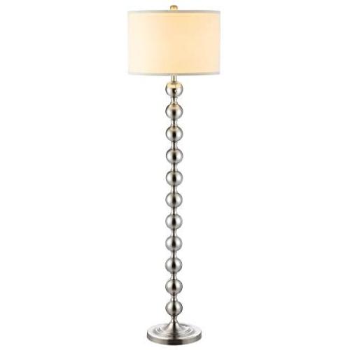 WINGBO 63” Modern Floor Lamp with 11 Stacked Ball Contemporary Silver Metal Standing Lamp for Bedrooms, Living Room, Office, Reading Mercury Silver