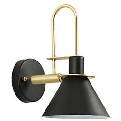 CraftThink Wall Sconces Light Fixtures, Modern Sconce Lamp with Conical Metal Shade,1 Light E26 Dining Room Wall Mounted for Bedside lamp Living Room Porch Hallway Restaurant Foyer in Black