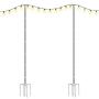 Brillihood Outside String Light Poles, (2X 10ft) Height Adjustable Stainless Steel Pole Stand for Hanging String Lights + Used for Patio, Backyard, Garden, Christmas, Café Wedding Light Décor