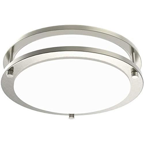 LE LED Flush Mount Ceiling Lights, 10 inch Brushed Nickel Ceiling Light Fixture Dimmable, 1200lm 16W (120W Equivalent) Ceiling Lamp for Kitchen, Bedroom, Laundry, Living Room Hallway, 4000K White