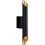 MOTINI 2 Light Wall Sconce in Matte Black and Gold Leaf Finish 16.5 Inch, Mid-Century Modern Up and Down Cylinder Wall Light Fixture for Bathroom Bedroom Vanity Hallway Living Room, Bulb Included