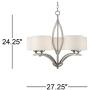 Ariano Brushed Nickel Chandelier 27 1/4'' Wide Modern White Linen Drum Shades 5-Light Fixture for Dining Room House Foyer Kitchen Island Entryway Bedroom Living Room - Possini Euro Design