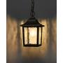 BEEZOK Outdoor Pendant Light - Exterior Hanging Lamp, Matt Black Water Rippled Glass Ceiling Lighting Fixture for Porch Patio Entryway