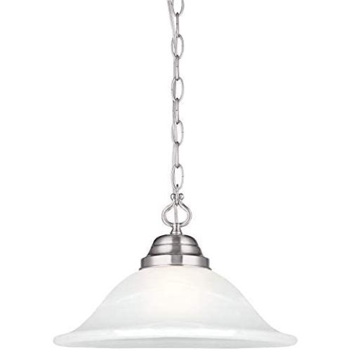 Design House 517565 Millbridge Traditional 1 Indoor Hanging Swag Light with Alabaster Glass Shade for Living Dining Room Bar Area, Satin Nickel