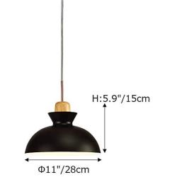 STGLIGHTING Wooden Handle Pendant Lighting Swag with 15ft Plug-in UL On/Off Dimmer Switch Cord Macaron Black Lampshade Light Nordic Minimalist Loft Style Lamps for Living Room Bulbs Not Included