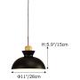 STGLIGHTING Wooden Handle Pendant Lighting Swag with 15ft Plug-in UL On/Off Dimmer Switch Cord Macaron Black Lampshade Light Nordic Minimalist Loft Style Lamps for Living Room Bulbs Not Included