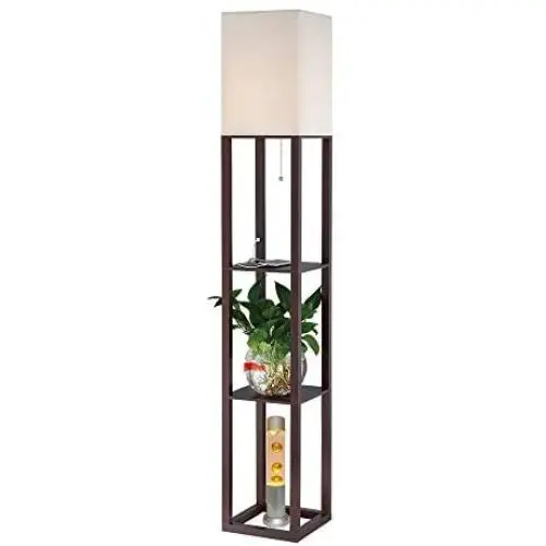 HomeFocus Shelf Floor Lamp Light with USB Charging Port,Display Shelves Floor Lamp Light,Living Room Floor Lamp Light,Bedroom Floor Lamp Light,White Burlap Shade,Walnut Brown HomeFocus Shelf Floor Lamp Light with USB Charging Port,Display Shelves Floor Lamp Light,Living Room Floor Lamp Light,Bedroom Floor Lamp Light,White Burlap Shade,Walnut Brown