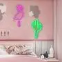 Flamingo & Cactus Neon Lights, Creative LED Neon Signs for Bedroom, Kids Room, Beer Bar, Birthday Party, Childrens Gift