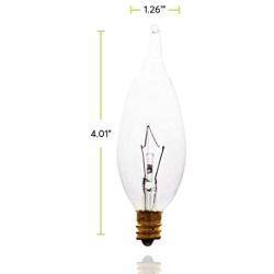 Sterl Lighting- Pack of 12 CA32 CFC Clear Flame Shaped Incandescent Chandelier Candle Light Bulb , 25 Watts , 120 Volts , E12 Candelabra Base , 2700K , 180 Lumen