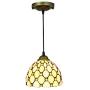 LITFAD Jeweled Pendant Lighting Tiffany Style Glass Drop Ceiling Lighting Art Decoration Ceiling Hanging Light for Dining Room Restaurant Coffee Shop Bar- 7.5''(19 cm)
