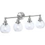 XiNBEi Lighting Vanity Light, 4 Light Industrial Wall Light with Glass, Wall Mounted Light Brushed Nickel Finish for Bathroom Kitchen Living Room XB-W1256-4-BN