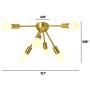 SOTTAE 6-Light Gold Modern Sputnik Chandeliers, Mid Century Flush Mount Ceiling Light, Ceiling Lamp Fixture for Bedroom Dining Room Kitchen Foyer and Hallway